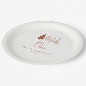 クリスマスツリーウィンターオネダーランドガール1st誕生日 ペーパープレート (アングル)