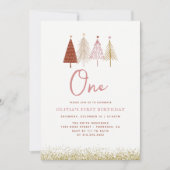 クリスマスツリーウィンターオネダーランドガール1st誕生日 招待状 (正面)