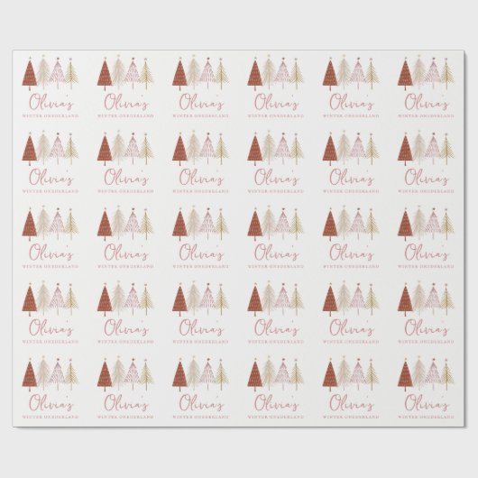 クリスマスツリーウィンターオンダーランドガール1st誕生日 ラッピングペーパー (フラット)