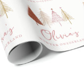 クリスマスツリーウィンターオンダーランドガール1st誕生日 ラッピングペーパー (ロールコーナー)