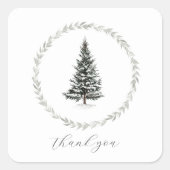 クリスマスツリーウィンターファームハウス素朴ありがとう スクエアシール (正面)