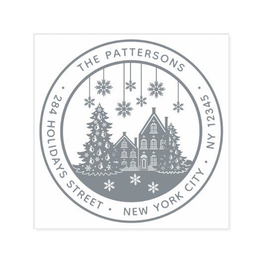 クリスマスツリーウィンターホームパーソナル差出人住所 セルフインキングスタンプ (デザイン)