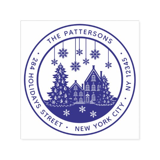 クリスマスツリーウィンターホームパーソナル差出人住所 セルフインキングスタンプ (デザイン)