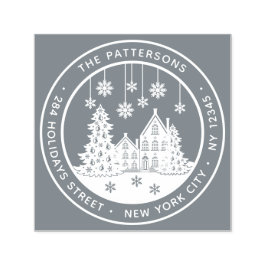 クリスマスツリーウィンターホームパーソナル差出人住所 セルフインキングスタンプ