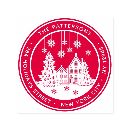 クリスマスツリーウィンターホームパーソナル差出人住所 セルフインキングスタンプ (デザイン)