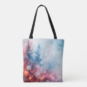 クリスマスツリーウォーターカラーデザイントート トートバッグ (裏面)