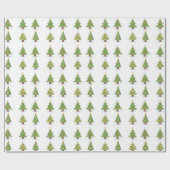 クリスマスツリーウォーターカラーホリデーフェスティバルグリーン ラッピングペーパー (フラット)