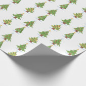 クリスマスツリーウォーターカラーホリデーフェスティバルグリーン ラッピングペーパー (角)