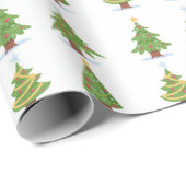 クリスマスツリーウォーターカラーホリデーフェスティバルグリーン ラッピングペーパー (ロールコーナー)