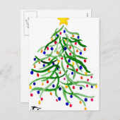 クリスマスツリーウォーターカラーホリデー シーズンポストカード (正面/裏面)