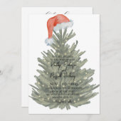 クリスマスツリーウォーターカラー結婚式招待状 招待状 (正面/裏面)
