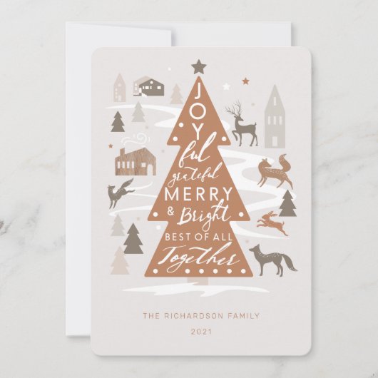 クリスマスツリーウッドランドアニマルズ&コージーヴィレッジ シーズンカード (正面)