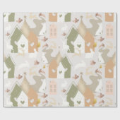 クリスマスツリーウッドランドアニマルズ&コージーヴィレッジ ラッピングペーパー (フラット)