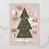クリスマスツリーウッドランドアニマルズ&コージーヴィレッジ 箔シーズンカード (正面)