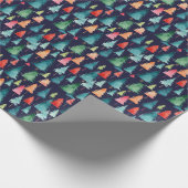 クリスマスツリーエレガントの水の色のパターン休日 ラッピングペーパー (角)