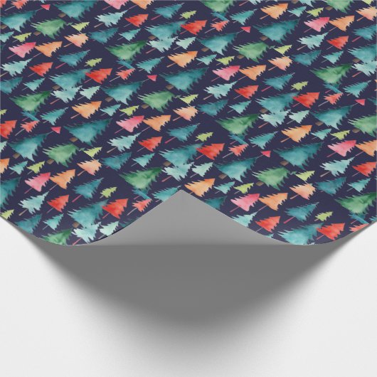 クリスマスツリーエレガントの水の色のパターン休日 ラッピングペーパー (角)