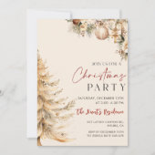クリスマスツリーエレガント金ゴールドクリスマスパーティー 招待状 (正面)