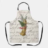 クリスマスツリーエンジェルアンティークビクトリアン紙スクラップ エプロン (正面)