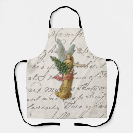 クリスマスツリーエンジェルアンティークビクトリアン紙スクラップ エプロン (正面)