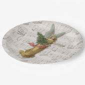 クリスマスツリーエンジェルアンティークビクトリアン紙スクラップ ペーパープレート (アングル)