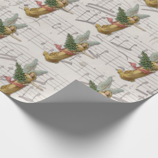 クリスマスツリーエンジェルアンティークビクトリアン紙スクラップ ラッピングペーパー (角)