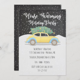 クリスマスツリーオンカーハウスウォーミングホリデーパーティー 招待状