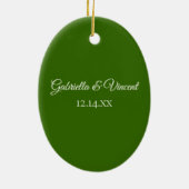 クリスマスツリーオングリーンウィンター婚約 セラミックオーナメント (裏面)