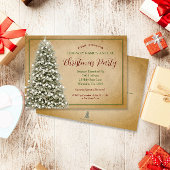 クリスマスツリーオンパーチメントエレガントパーティー 招待状