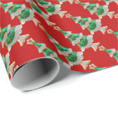 クリスマスツリーオンレッドグリッター ラッピングペーパー (ロールコーナー)