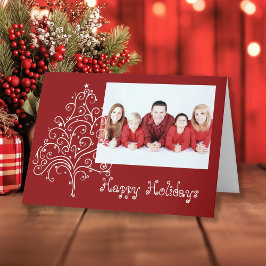 クリスマスツリーオンレッドハッピーホリデイズ シーズンカード