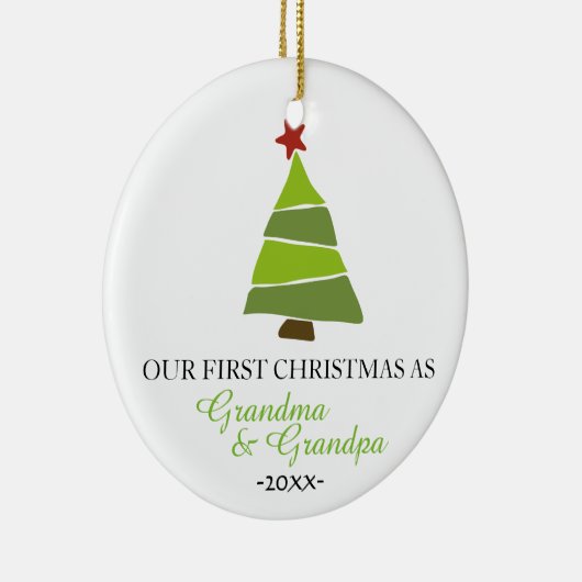 クリスマスツリーオーナメントおばあちゃんとおじいちゃん セラミックオーナメント (右)