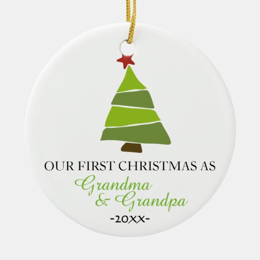 クリスマスツリーオーナメントおばあちゃんとおじいちゃん セラミックオーナメント (正面)