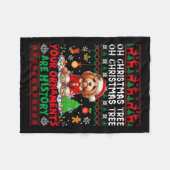 クリスマスツリーオーナメントは歴史のセーターSanta Apoo フリースブランケット (正面(横))