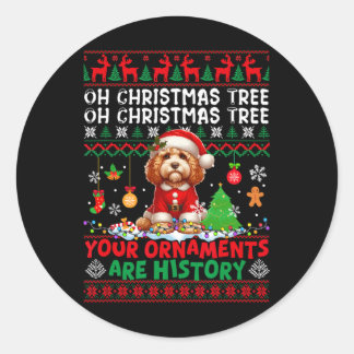 クリスマスツリーオーナメントは歴史のセーターSanta Apoo ラウンドシール