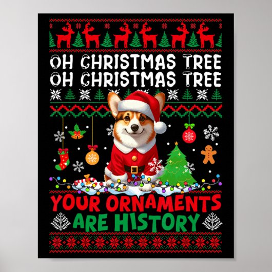 クリスマスツリーオーナメントは歴史のセーターSanta Corg ポスター (正面)