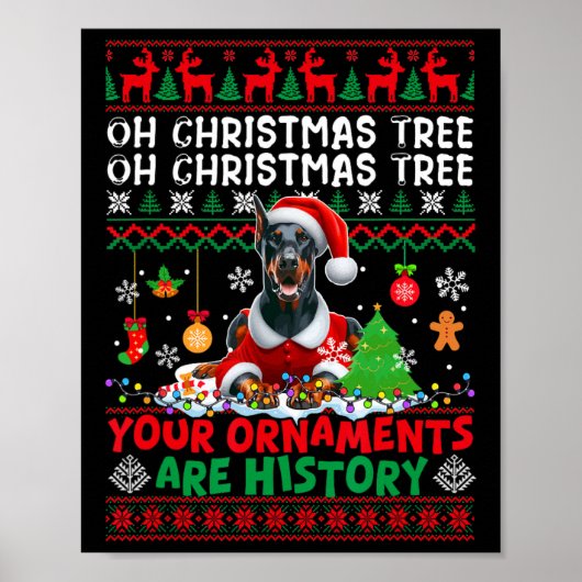 クリスマスツリーオーナメントは歴史のセーターSanta Dobe ポスター (正面)