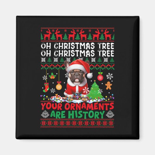 クリスマスツリーオーナメントは歴史のセーターSanta Fren マグネット (正面)