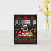 クリスマスツリーオーナメントは歴史のセーターSanta Pug カード (黄色い花)