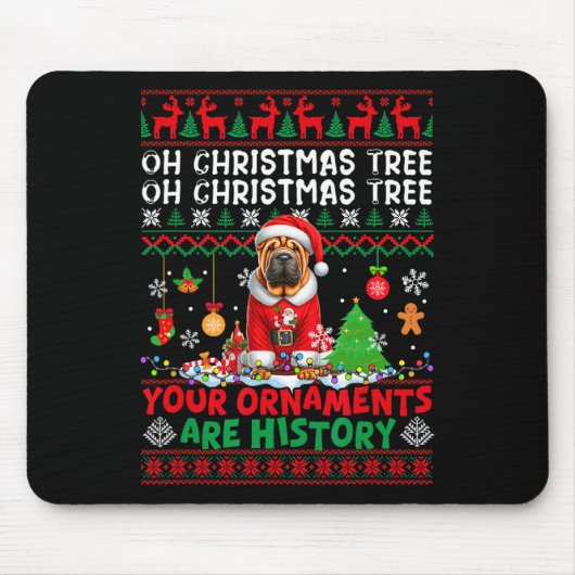 クリスマスツリーオーナメントは歴史のセーターSanta Shar マウスパッド (正面)