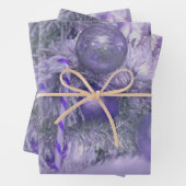 クリスマスツリーオーナメントエレガントパープルホリデー ラッピングペーパーシート (インサイチュ)