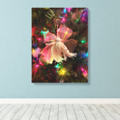 クリスマスツリーオーナメントエンジェル人形写真 キャンバスプリント (インサイチュ (ウッドフロア))