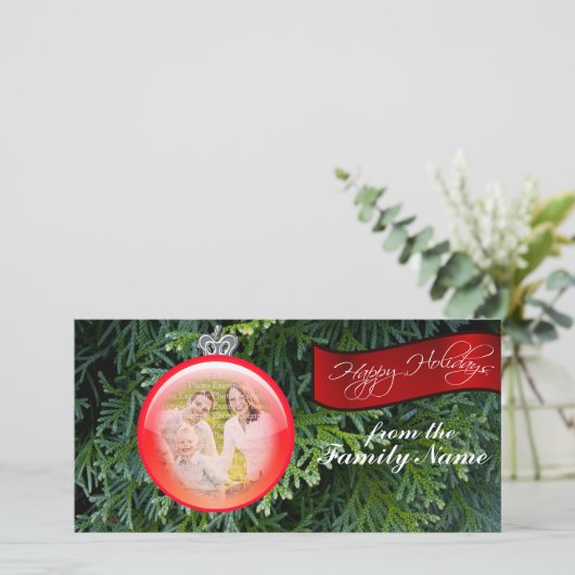 クリスマスツリーオーナメントカスタム写真テンプレート シーズンカード (スタンド正面)