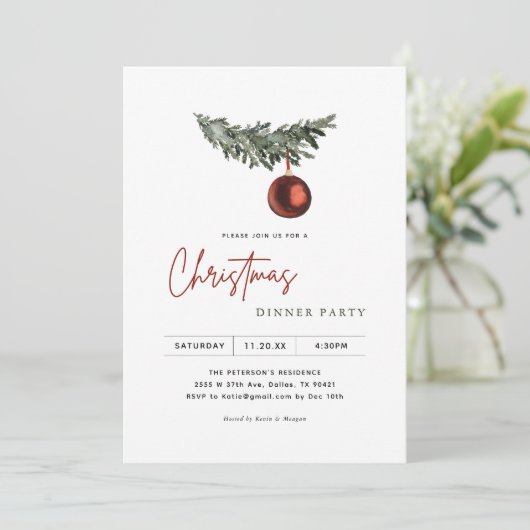 クリスマスツリーオーナメントクリスマスディナーパーティー 招待状 (スタンド正面)