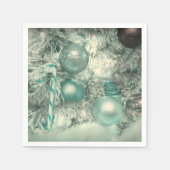 クリスマスツリーオーナメントグリーンウォーター色 スタンダードカクテルナプキン (正面)