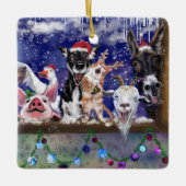 クリスマスツリーオーナメントハッピーファームアニマルパーティー セラミックオーナメント (正面)
