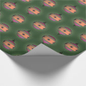 クリスマスツリーオーナメントピーチパープルオングリーン ラッピングペーパー (角)