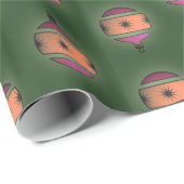 クリスマスツリーオーナメントピーチパープルオングリーン ラッピングペーパー (ロールコーナー)