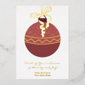 クリスマスツリーオーナメントフォイルアクセント休日カード 箔招待状 (正面)