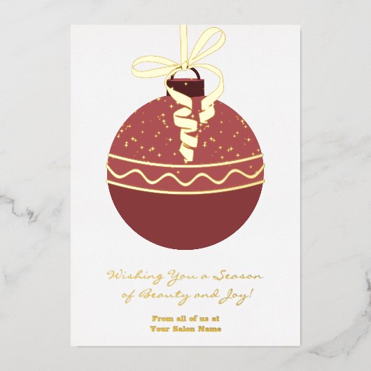 クリスマスツリーオーナメントフォイルアクセント休日カード 箔招待状 (正面)