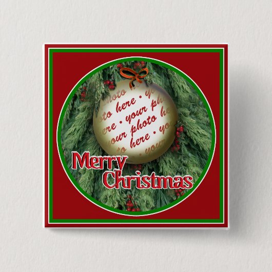 クリスマスツリーオーナメントフォトフレーム 缶バッジ (正面)